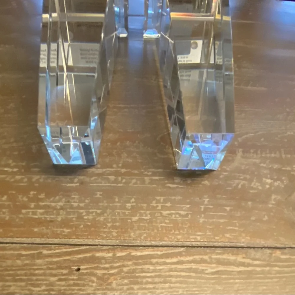 RESTORATION HARDWARE Crystal Clear Glass Obelisk A Pair